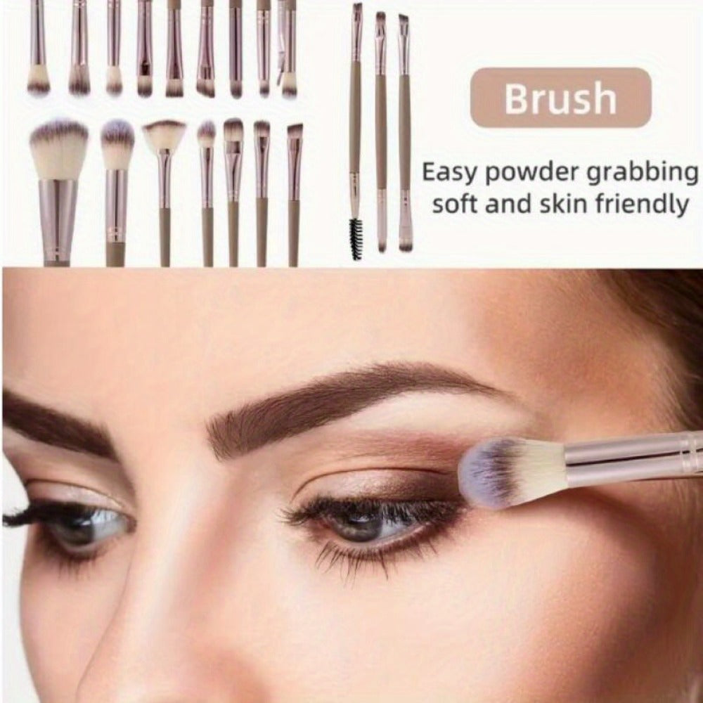 Makeup Brush Set, 56-Piece Polyester Bristle Collection with Wood Handles in Beige, Pink or Brown Color Options — image 10