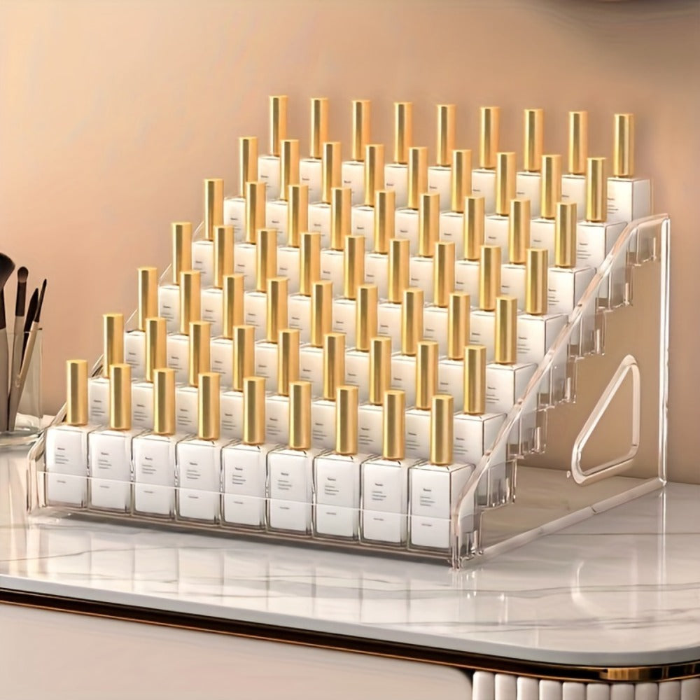 Nail Polish Organizer Acrylic Display Stand 4 Tier Clear Transparent Rack Gel Polish Holder Countertop Storage Shelf for Nail
