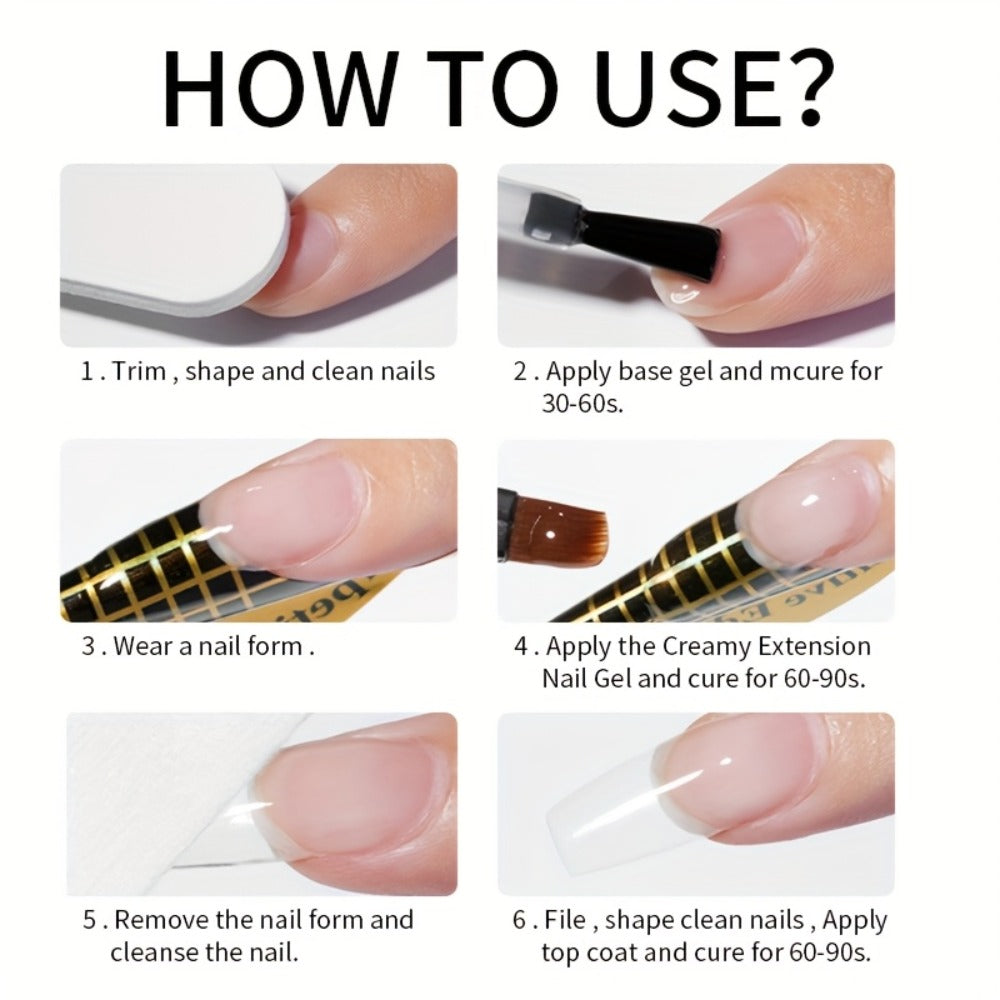 Clear Nail Extension Builder Gel Kit, Three 100g Containers for UV LED Manicure Length and Structure — image 6