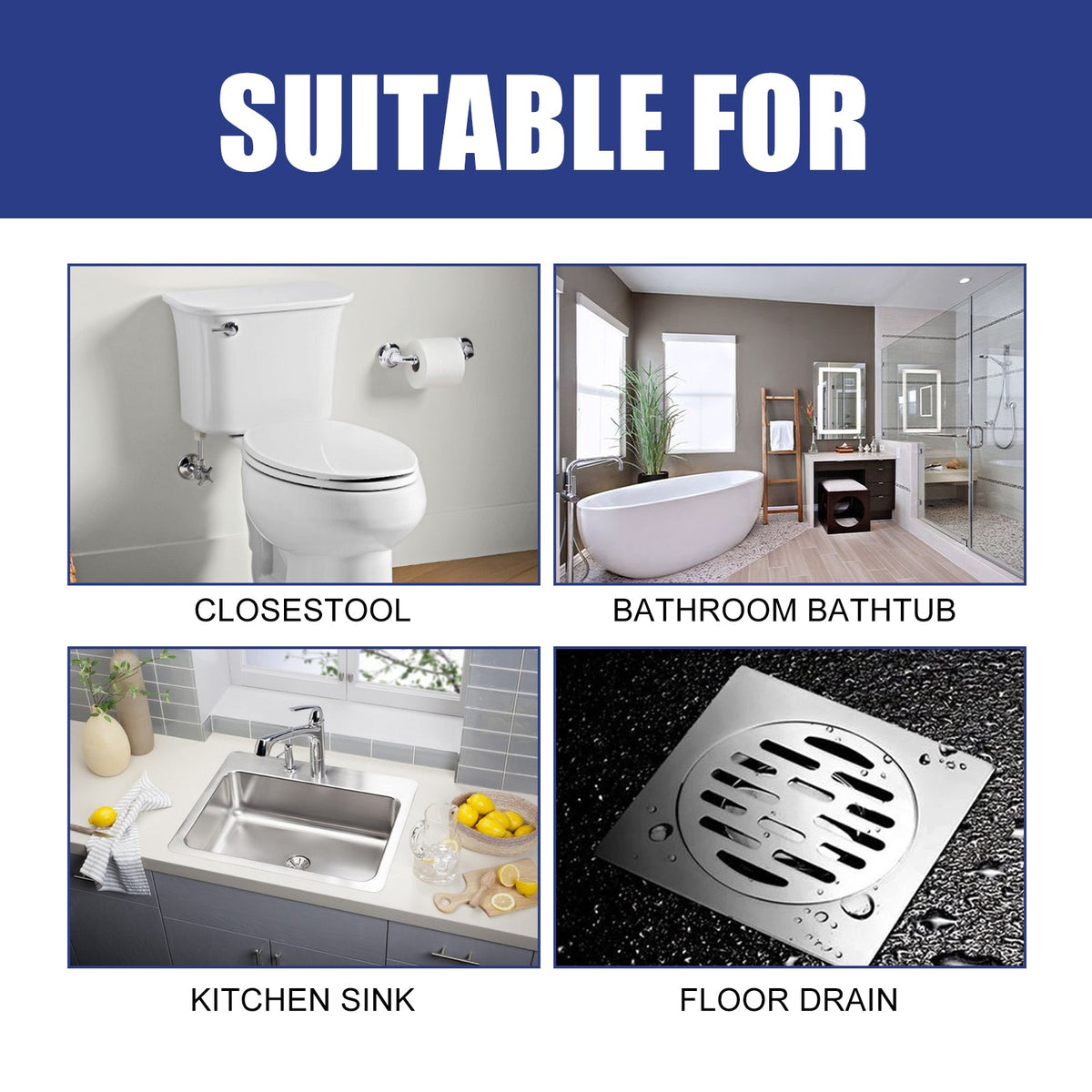 JUE-FISH Drain Gel Pipe Unclogger, Kitchen Bathroom Sewer Odor Cleaning Dissolves Dredging To Prevent Clogging