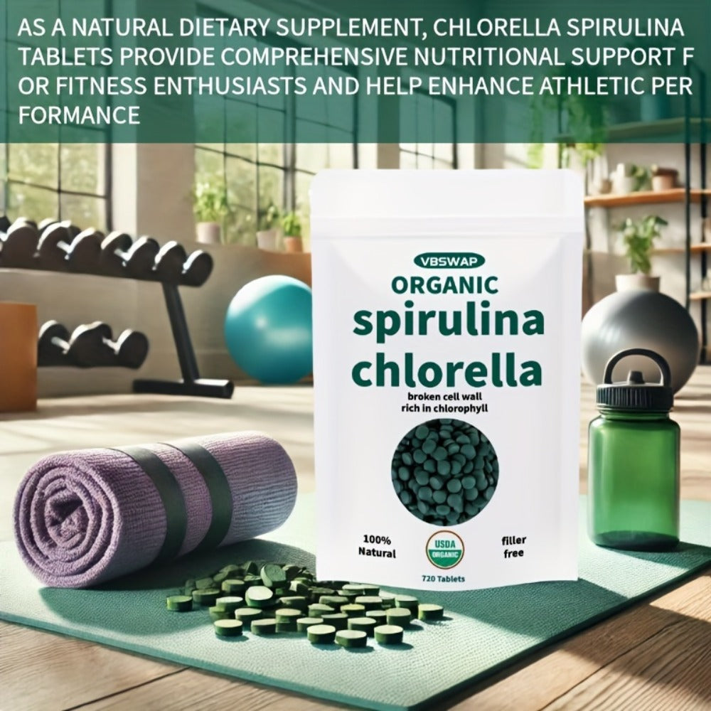 Organic Chlorella & Spirulina Tablets 720 Count, 4 Month Supply, 50/50 Superfood Blend, Cracked Cell Wall — image 5