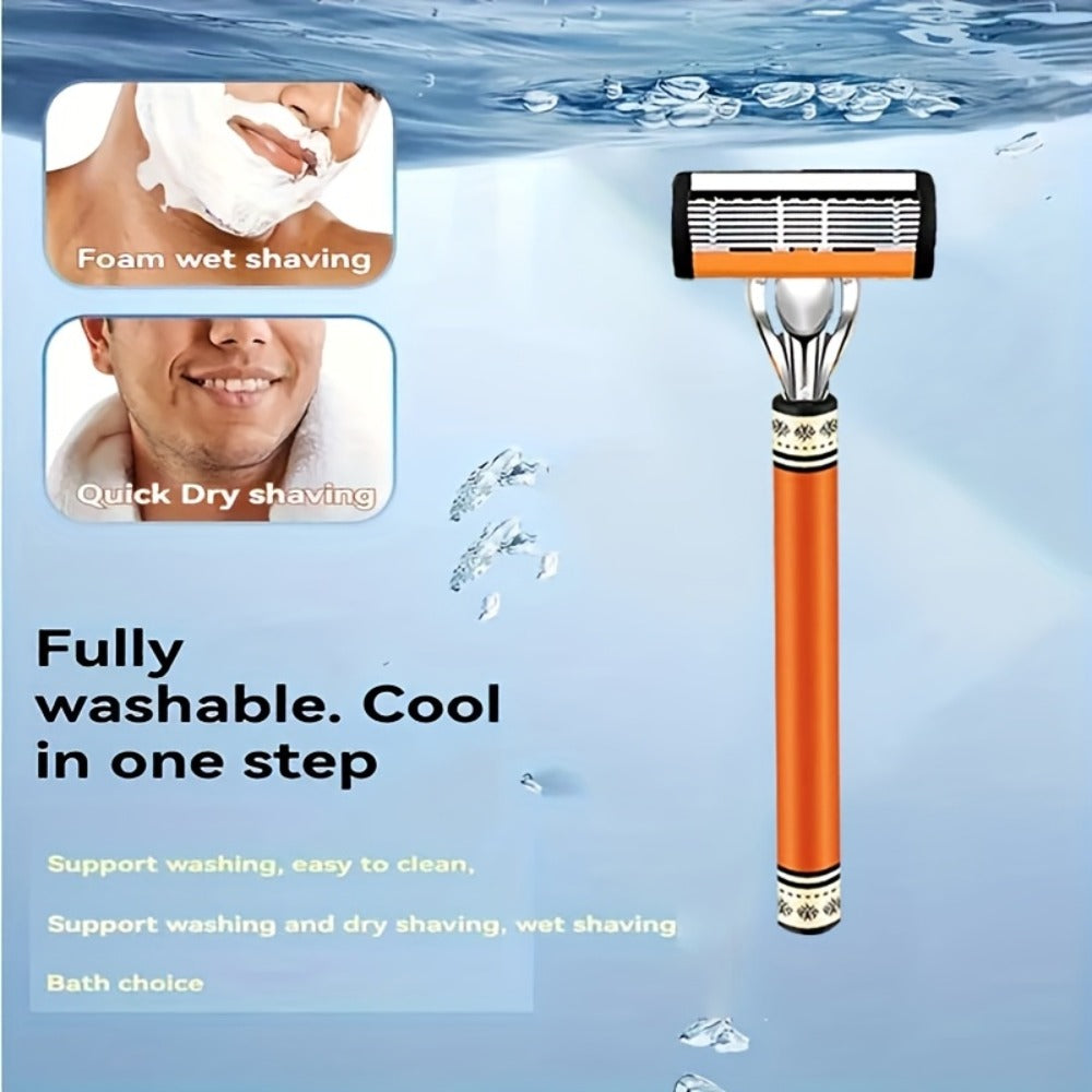 Double Edge Safety Razor Set for Men with 2 Handles & Stainless Steel Replacement Blades – Barber-Quality Close Shave Manual 