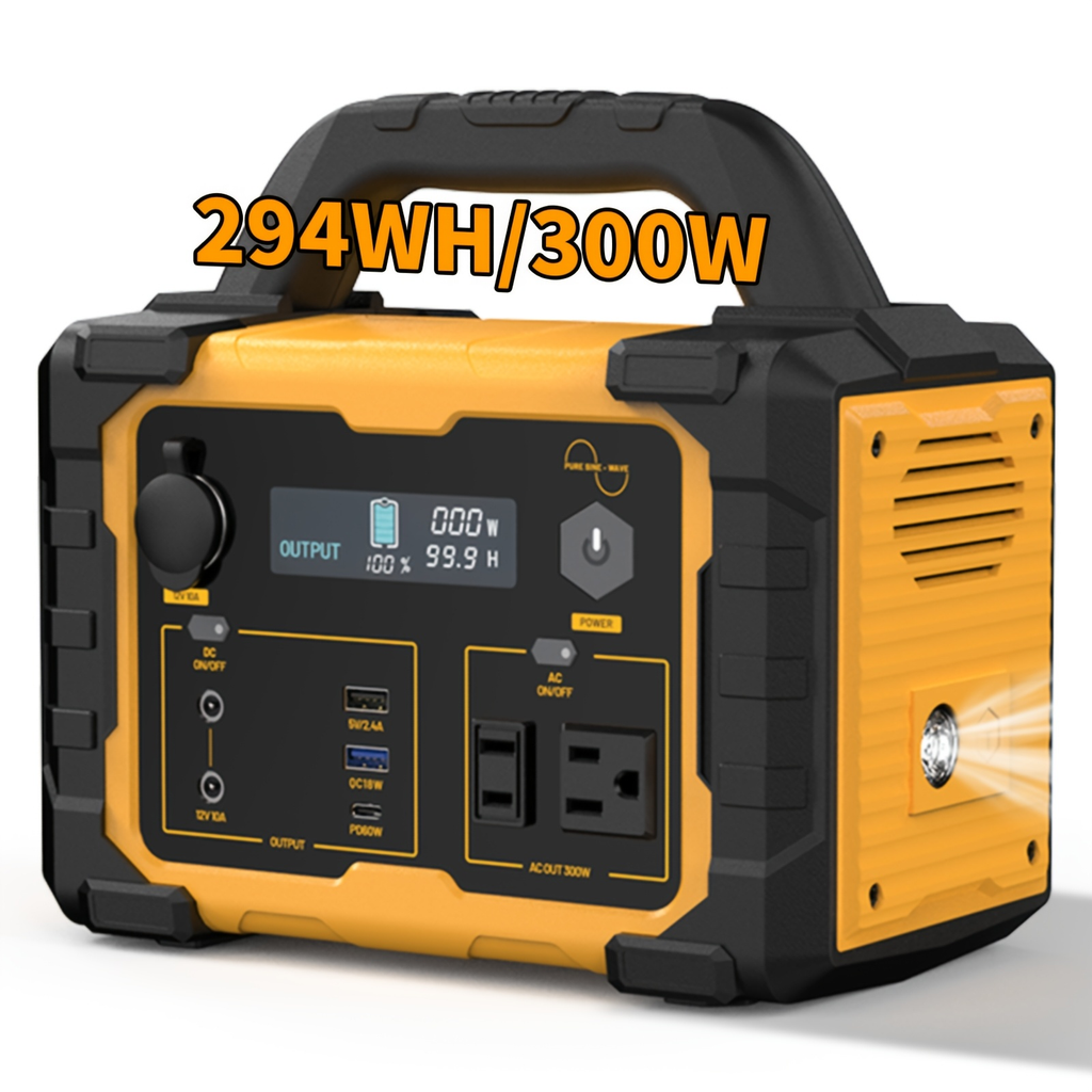 Portable Power Station 294Wh 300W with 600W Peak, Eight Outputs, AC, DC, USB-C and LED Light — image 4