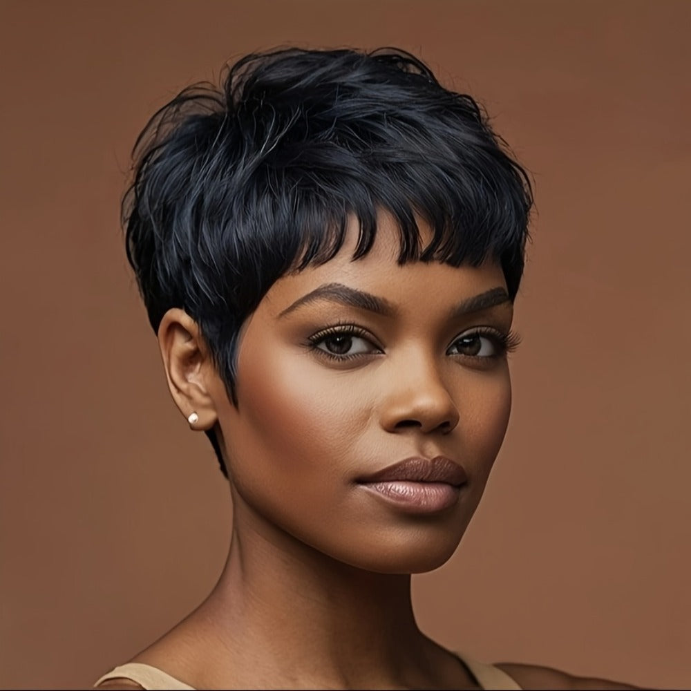Synthetic Wig 4-Inch Short Waves with Bangs in Red, Black, Green, Blue or Orange-Auburn for Cosplay Looks — image 6