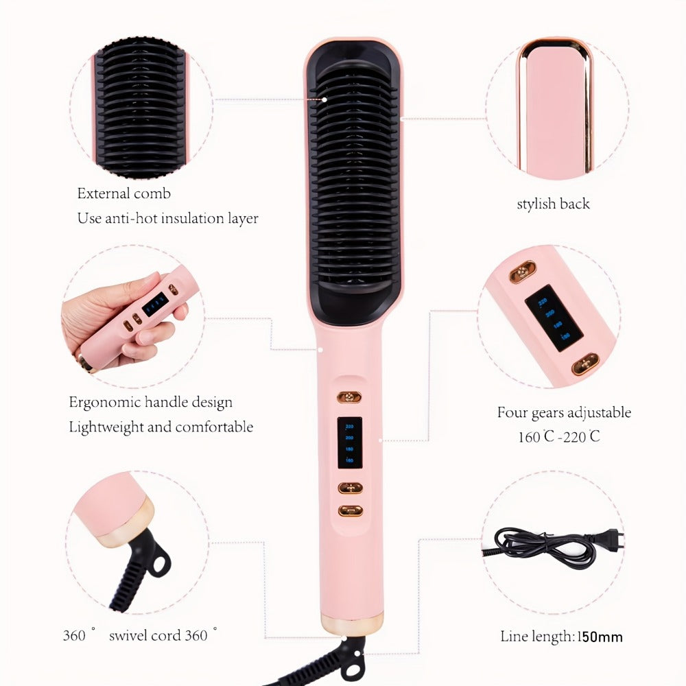 Four-Color Electric Hair Straightener Brush with Digital Display, Temperature Buttons and 10.6-Inch Body — image 11