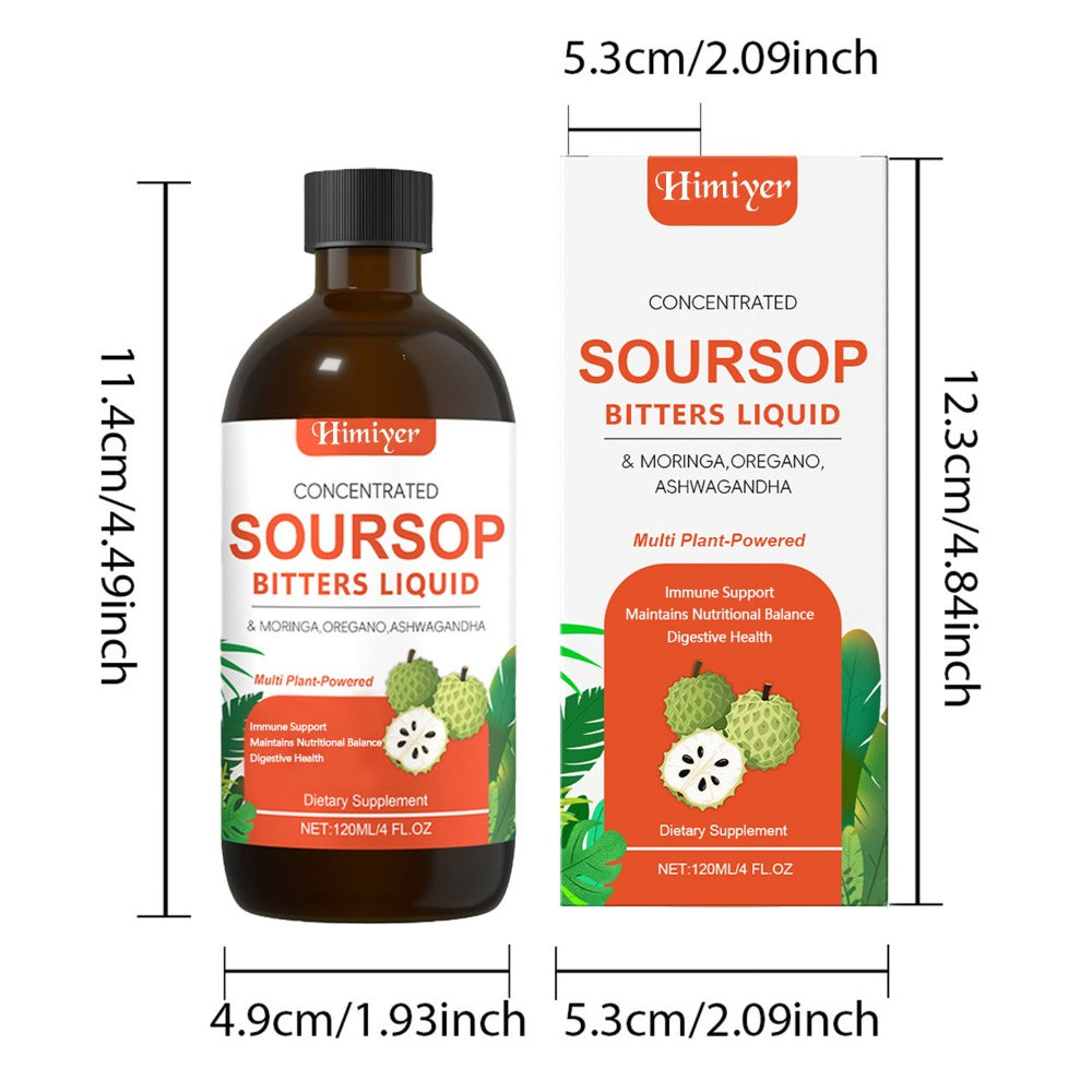 Soursop Bitters Liquid Herbal Supplement, Gut Health Support with Moringa, Oregano & Ashwagandha — image 3