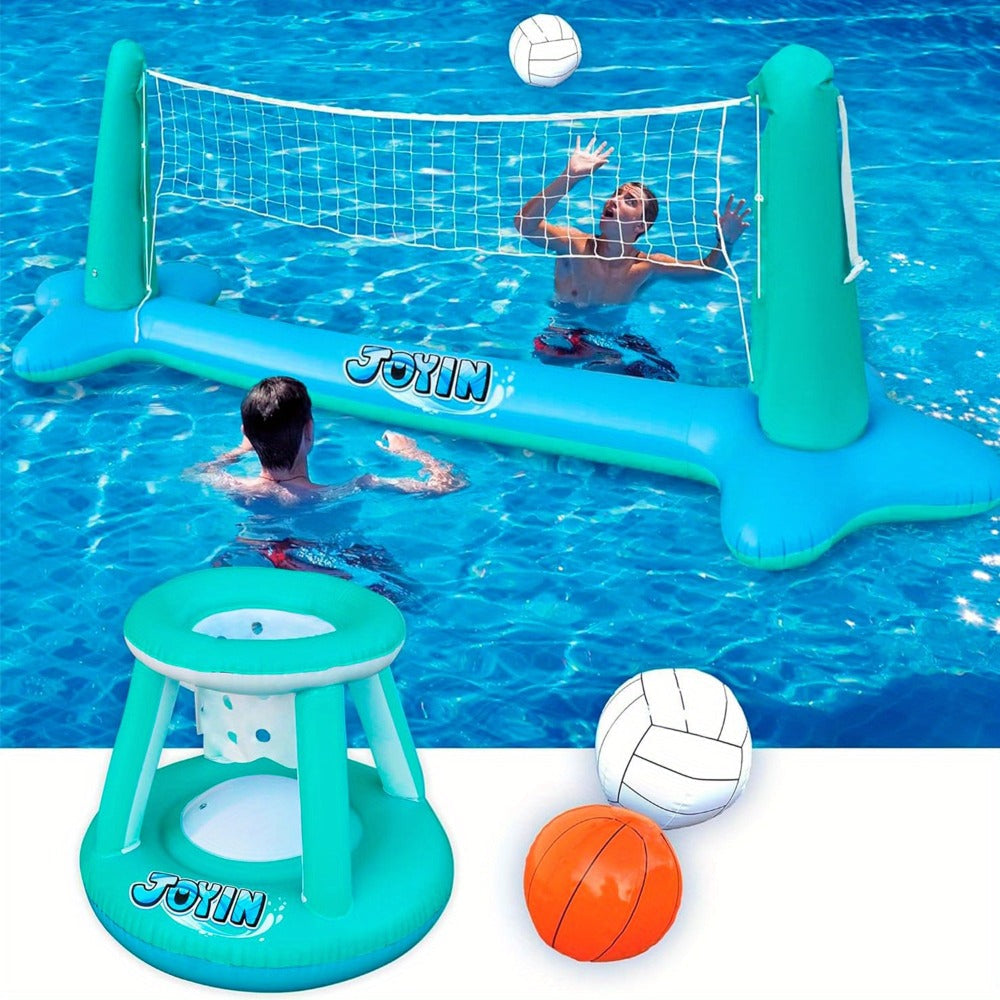 Inflatable Pool Volleyball Set with Basketball Hoop, 2-in-1 Floating Net Court Game for Kids & Adults — image 9