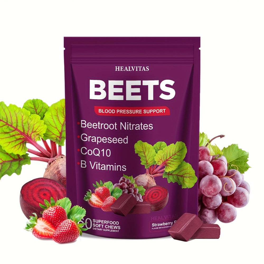 Beet Root Gummies for Blood Pressure & Heart Health with CoQ10 Vitamin B12 B6 Grapeseed Extract — image 1