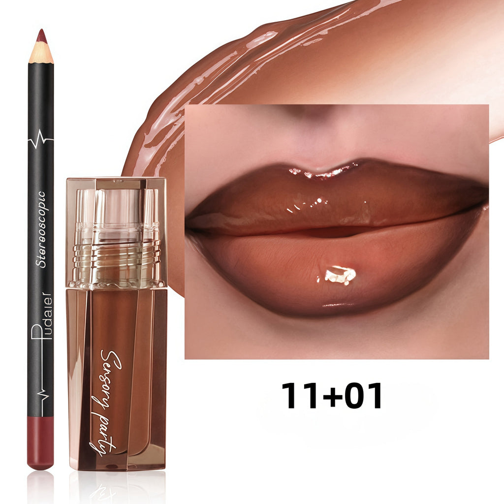 Dewy Glass Lip Gloss & Liner Duo – Hydrating Water-Gloss Luminous Finish with 3D Precision Matte Lip Liner — image 1