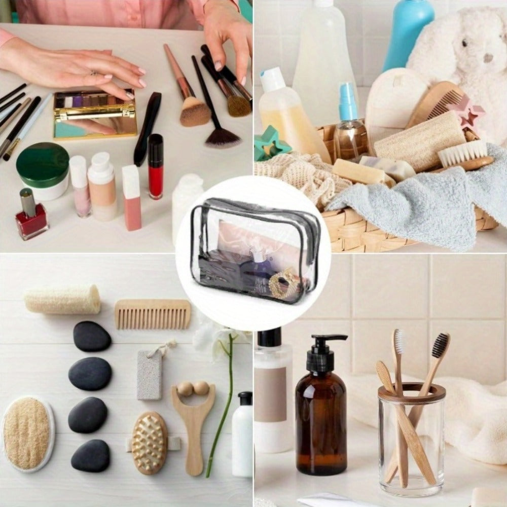 Clear PVC Makeup Bag Set 10 Pcs Transparent Waterproof Cosmetic Bags Reinforced Zipper TSA Approved Travel Toiletry Organizer