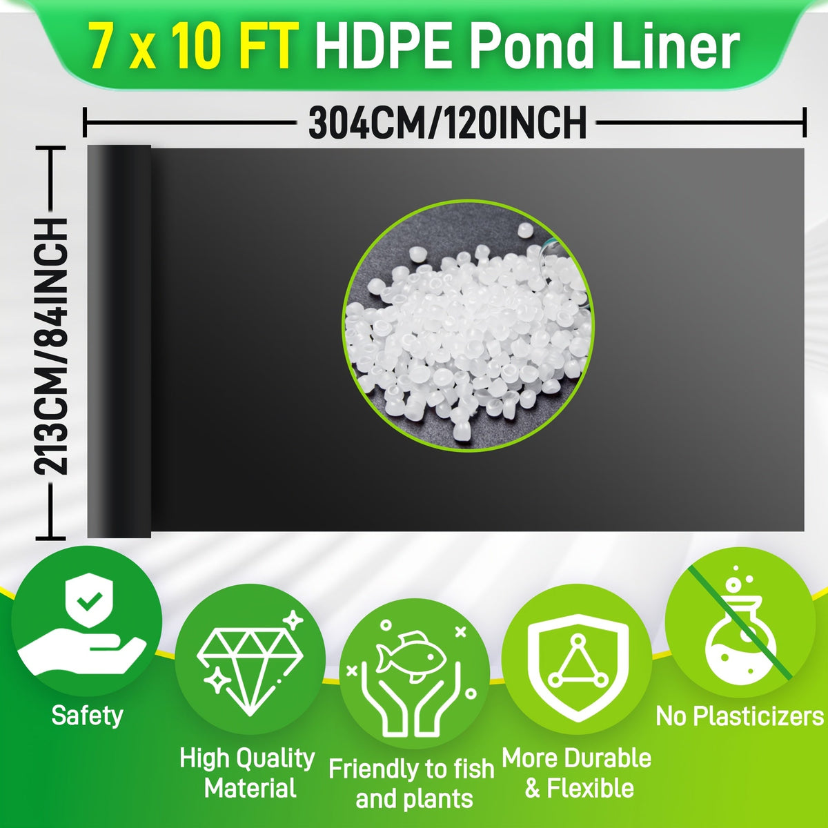 Black HDPE Pond Liner in Six Sizes from 7 x 10 to 20 x 26 Feet for Fish Ponds and Water Gardens — image 1