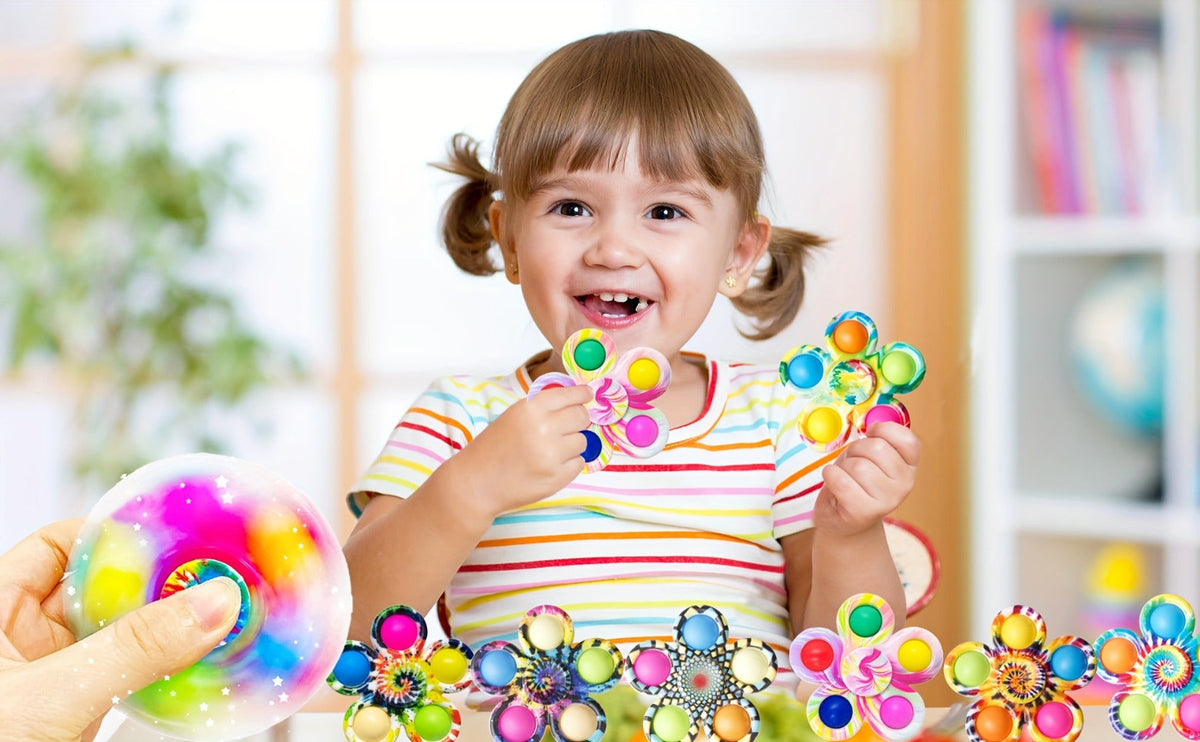 Thirty-Two-Piece Bubble Pop Fidget Spinner Assortment with Colorful Mixed Flower and Round Shapes — image 7