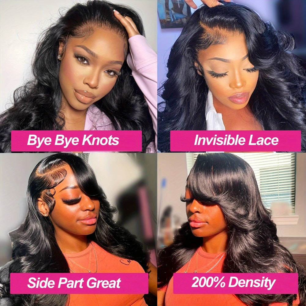 Body Wave Lace Front Wig 13x4 HD Transparent Lace 30 Inch Human Hair Glueless Bye Bye Knots Pre, for Home, Travel and Salon H