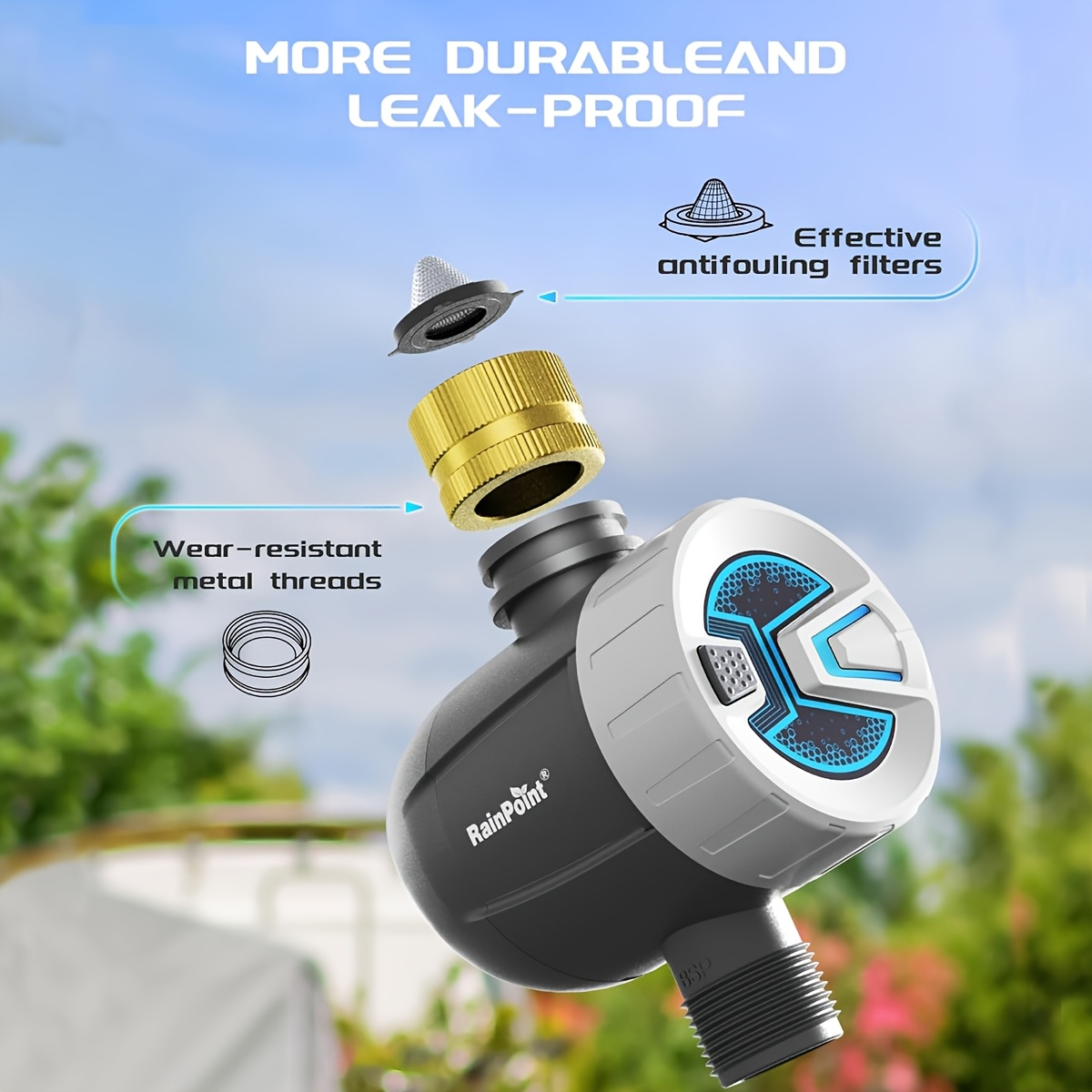 WiFi Garden Watering Timer with Brass Inlet, App & Voice Control, Automatic Irrigation System — image 8