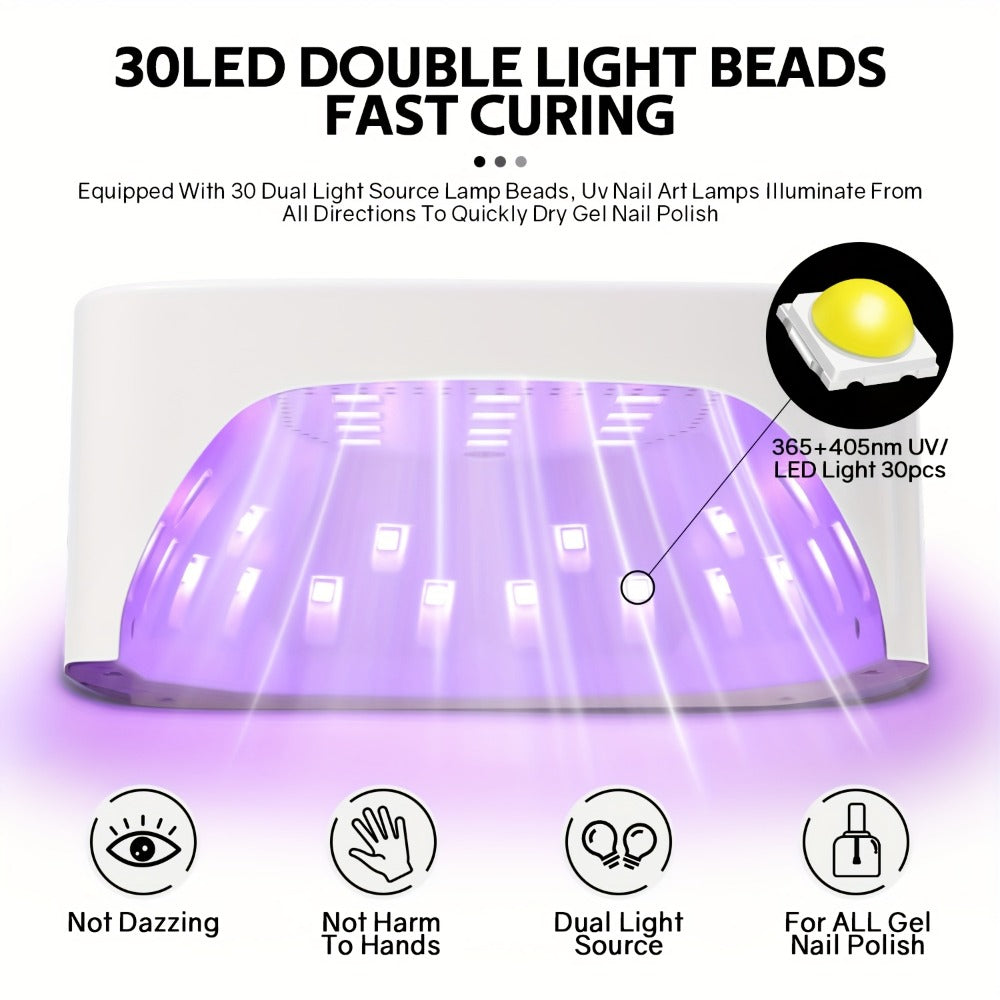 SUN S10 MAX Rechargeable LED Nail Lamp with 30 Dual-Light Beads, LCD Display and Three Timers — image 3