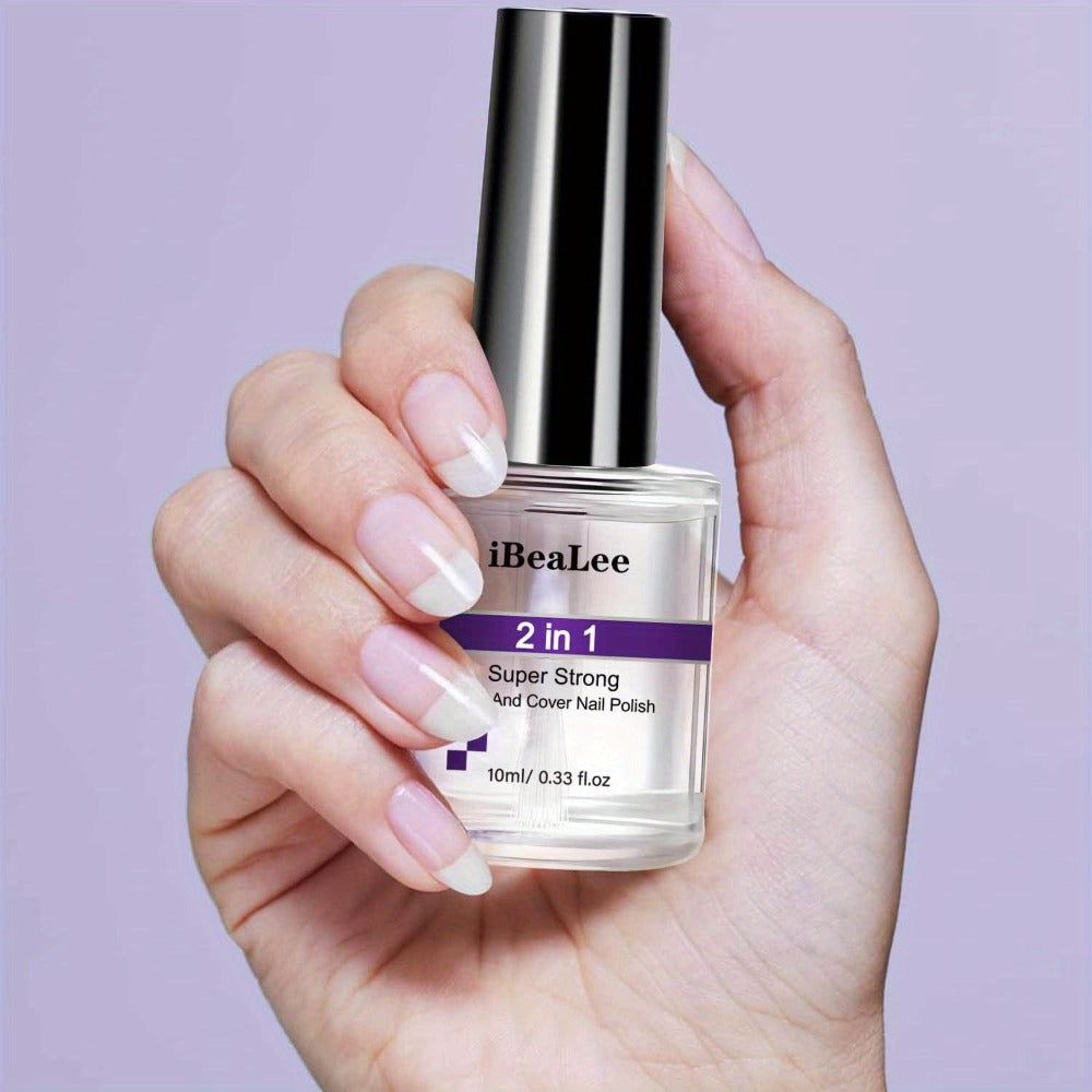Base and Top Coat 2 in 1 Nail Polish 10ml with a Clear High Shine Finish for Home Manicures — image 7