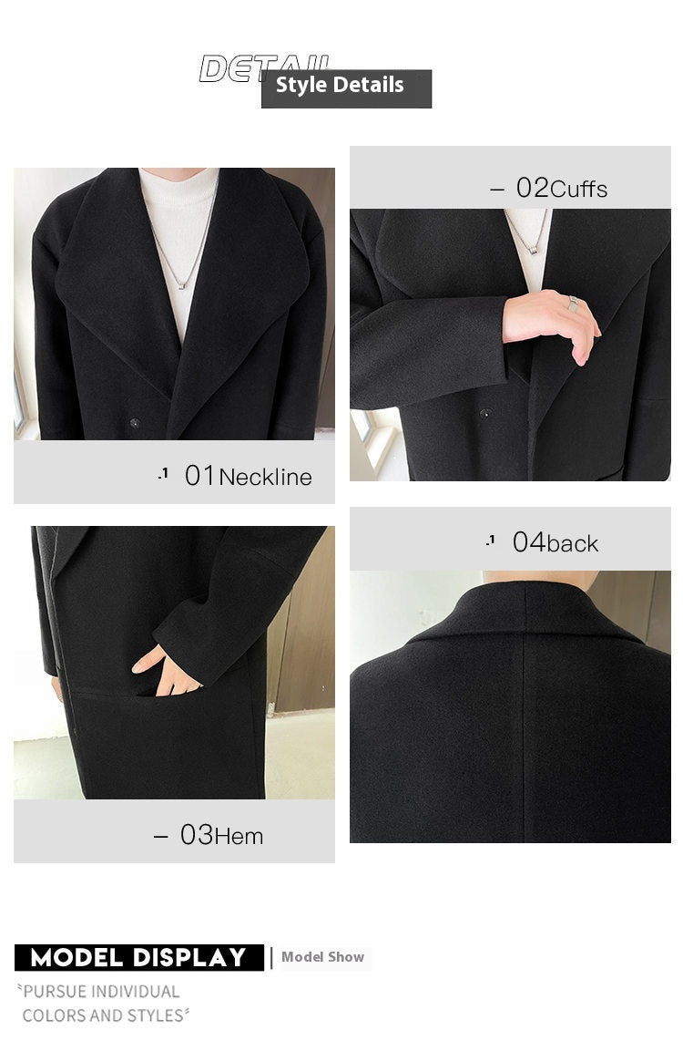 Men's Cotton-padded Mid-length Woolen Coat