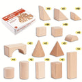 Natural Beech Wood Blocks 100 Piece Unpainted Solid Wooden Building Set, STEM Logical Thinking Toy for Kids Ages 3-12 — image