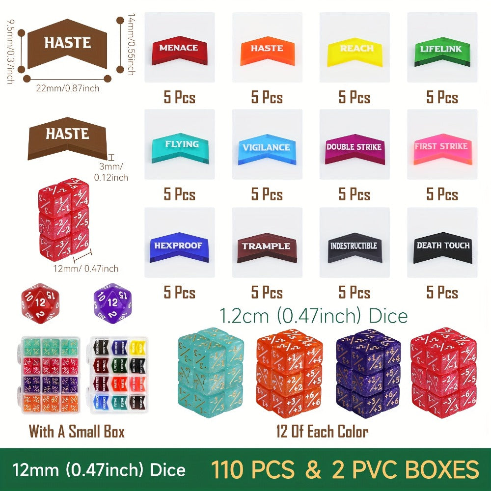 MTG Counter Dice Set 110pcs with the Listed Color, Size or Set Options for Everyday Use, with the Listed Configuration — imag