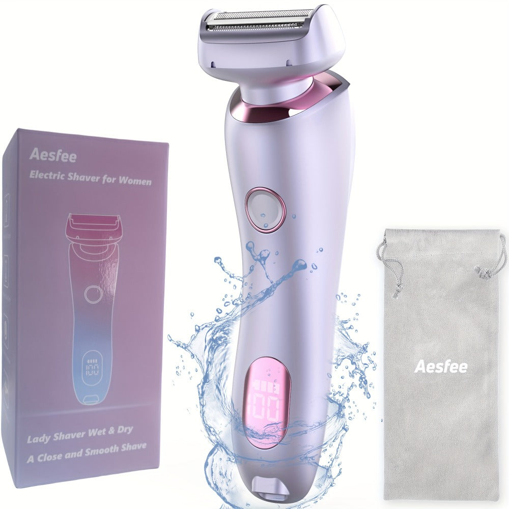 Electric Shaver Bikini Razor with Stainless Steel Blade, Rechargeable Power and Waterproof Wet/Dry Use in Purple — image 3