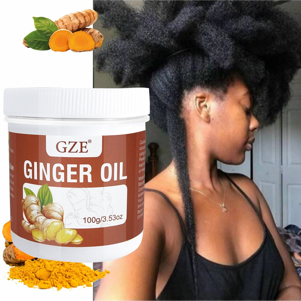 Hair Oil GZE Ginger 100g White Screw-Lid Jar with 3.53oz Label for Hair and Scalp Application — image 4