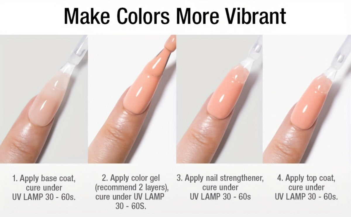 Gel Nail Polish 4-Piece Base and Top Coat Set with Glossy, Matte, Base and Strengthener Gels for UV/LED Soak-Off Use — image 