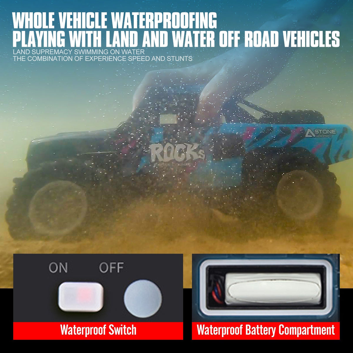 RC Monster Truck or Pickup 1:16 Scale in Five Body and Color Styles with 4WD Layout and Two Rechargeable Batteries — image 4