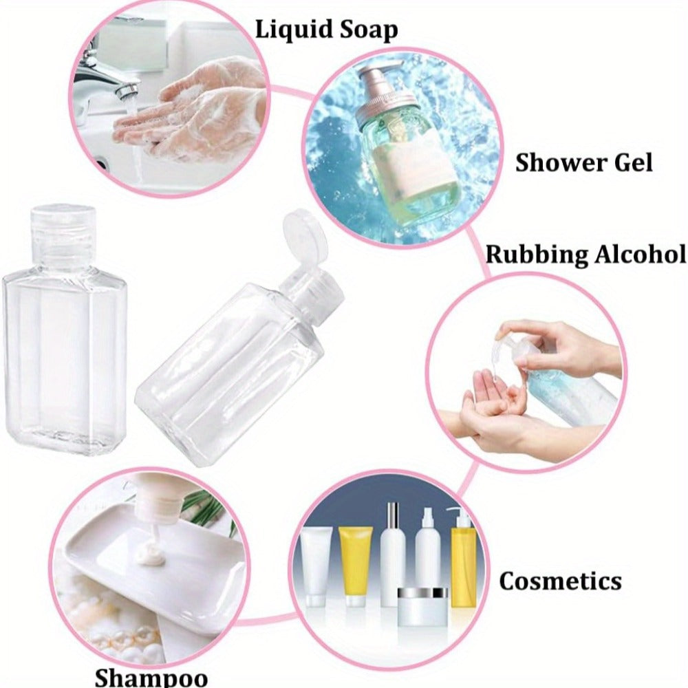 TSA Approved Travel Bottles 2oz Flip Cap 40 Pack Clear Plastic Refillable Squeeze Containers for Hand Sanitizer Shampoo Condi