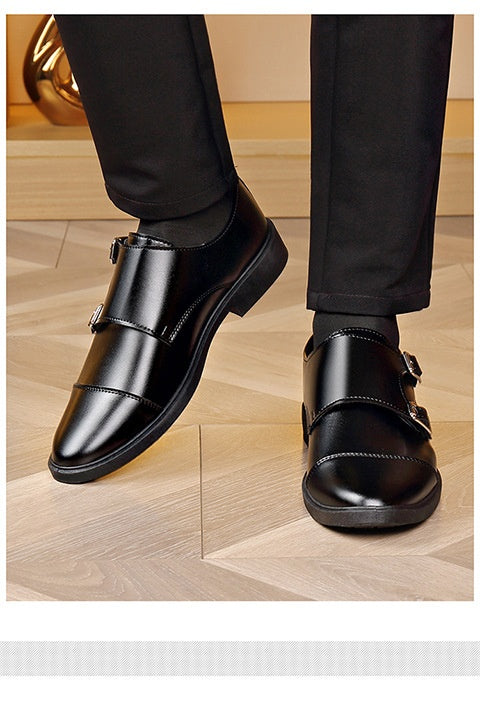 Large Size Soft Bottom Men's All-match Metal Slip-on Leather Shoes