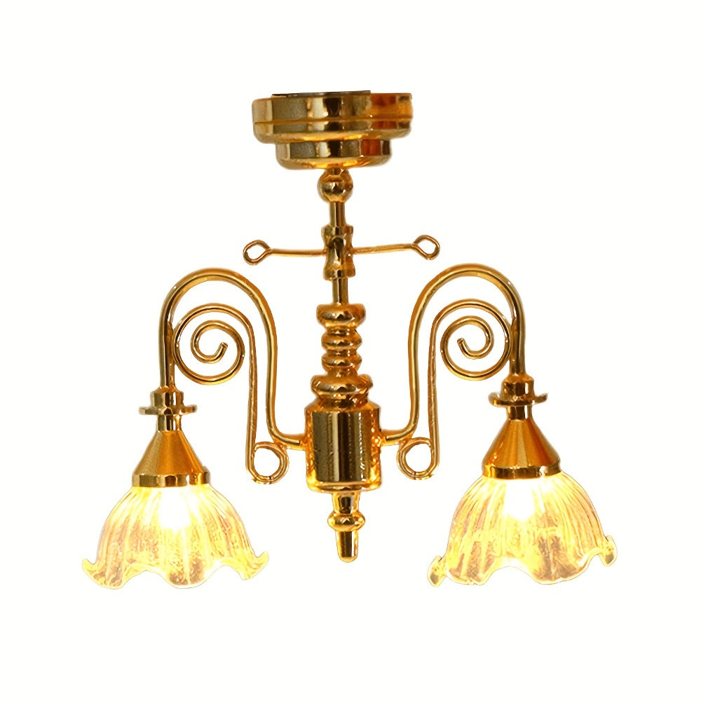 Miniature LED Chandelier Ceiling Lamp Dollhouse Working Light 1:12 Scale with the Listed Color, Size or Set Options for Every