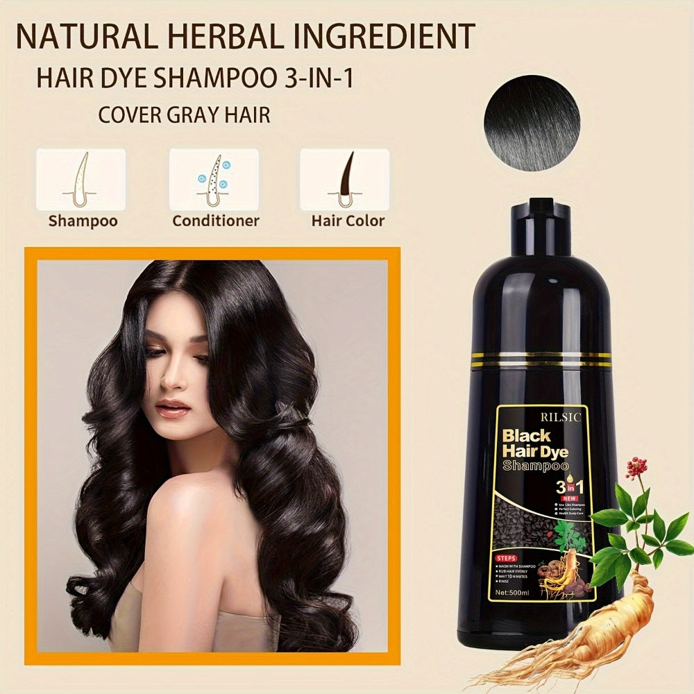 Hair Dye Shampoo, RILSIC Three-Pack of 500ml Bottles in Black, Brown, Dark Brown or Chestnut Brown — image 10