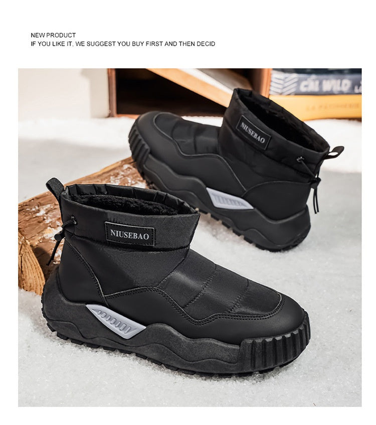 Warm Outdoor Casual Cotton Boots Stylish Mid-top Warm Men's Shoes