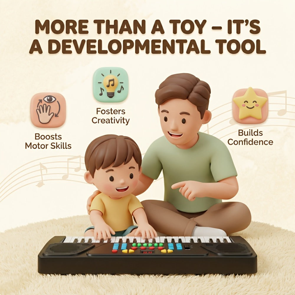 Kids Electronic Piano 37 Keys with Microphone, USB Powered Keyboard for Young Learners, Sing-Along Music Education Toy — imag