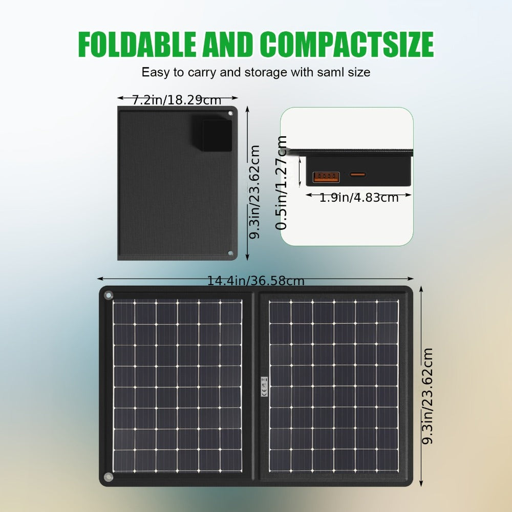 30W Foldable Solar Charging Panel – 2-in-1 Portable Design, USB Port, Fast Charge for Smartphones, Tablets & Action Cameras —