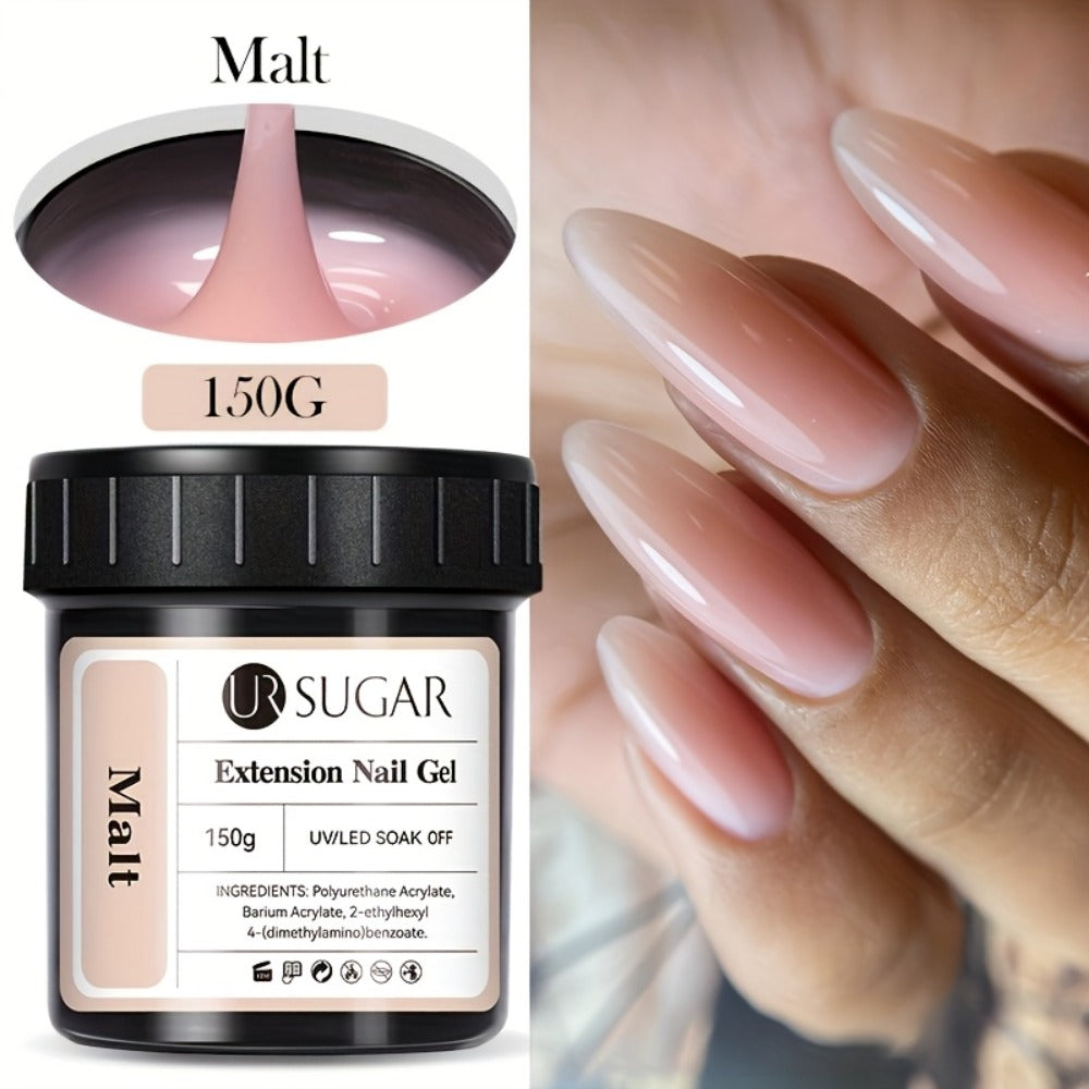 Malt Nude Hard Builder Gel for Nail Extensions and Overlays, 150g Jelly Formula Jar for UV or LED Lamp Curing — image 1