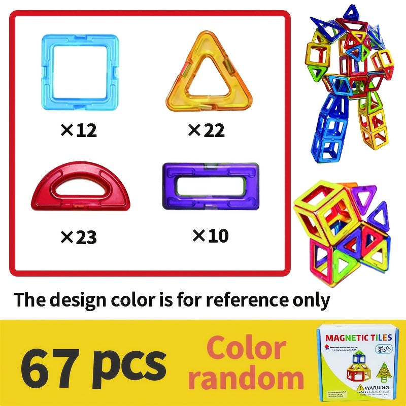Magnetic Tiles 67-Piece Bicolor Open-Frame Geometry Building Set with Curves, Squares and Triangles — image 9