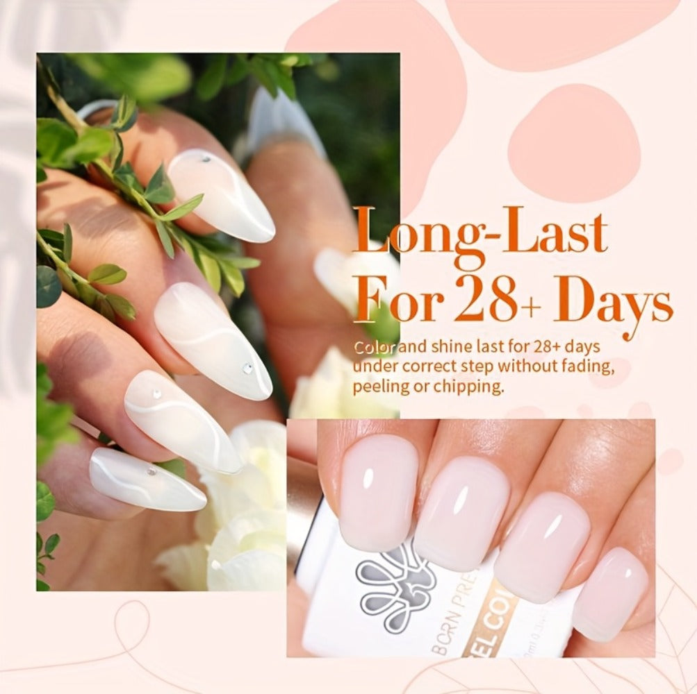 Gel Nail Polish in 10ml Translucent Jelly with 6 Milky, Snow-Glitter and Nude Shade Options — image 23