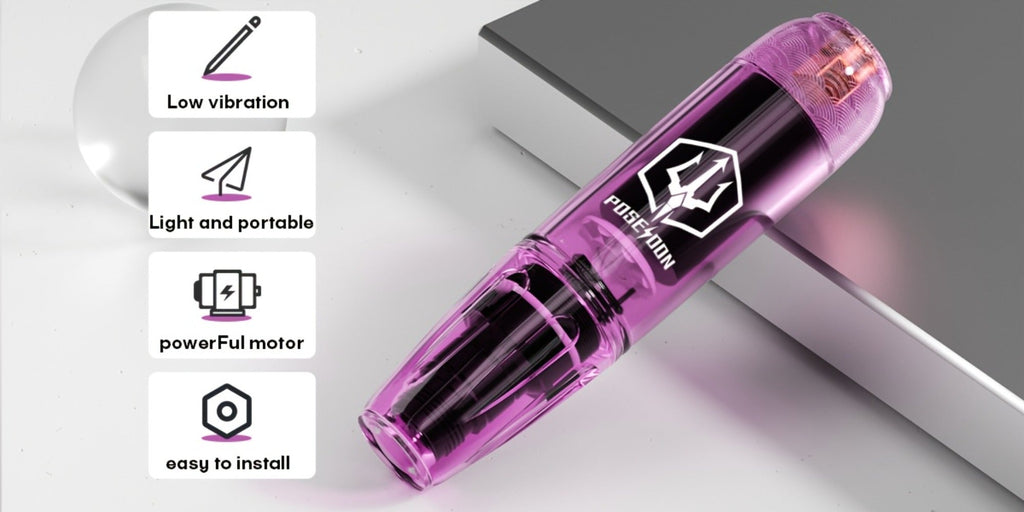 Tattoo Machine Kit POSEIDON SD01 Cordless Pen with 1500mAh Battery, Display, 20 Cartridges and 11 Inks — image 14