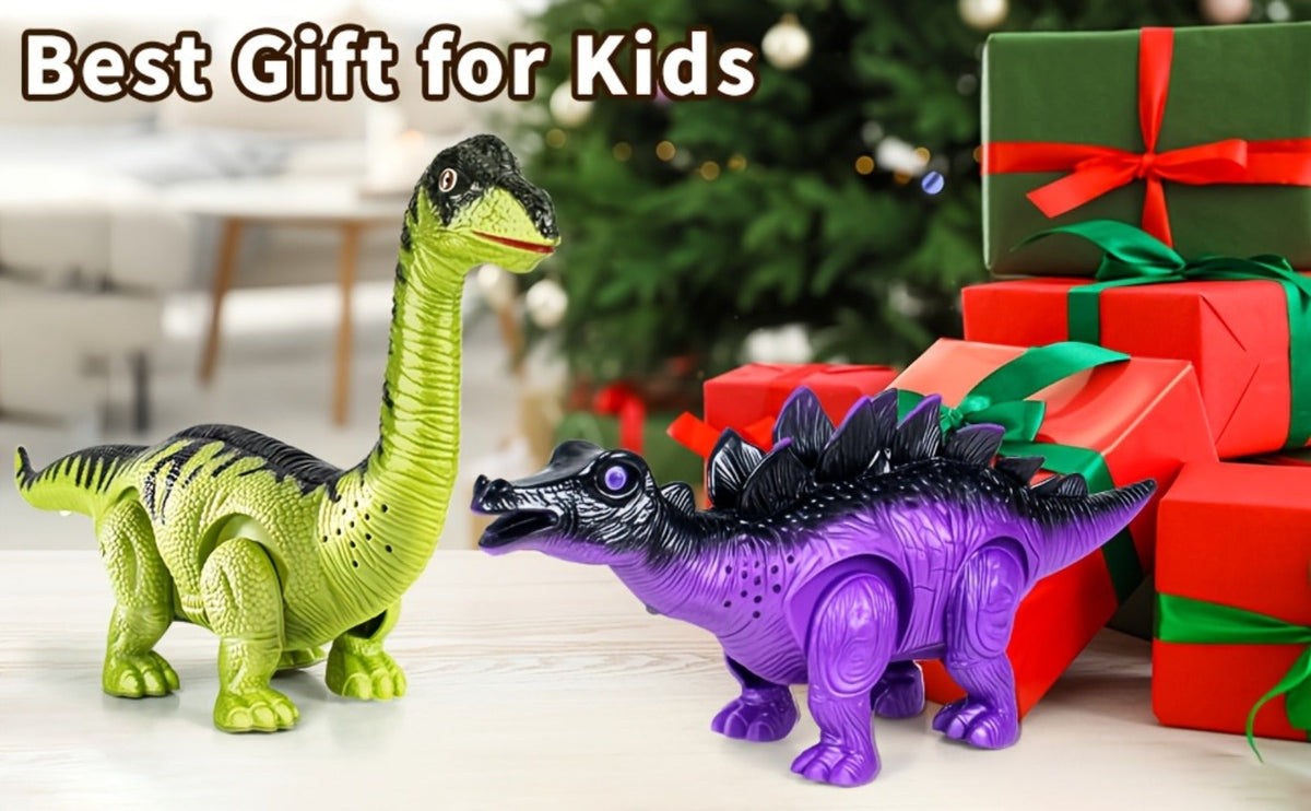 Interactive Dinosaur Toy Set 3 Pack with Walking, Roaring Sound & Lights, Electric T-Rex, Stegosaurus & Brachiosaurus — image