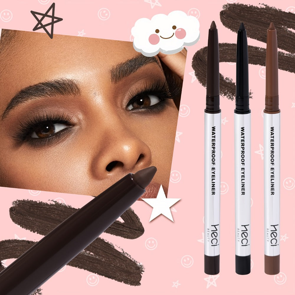 Quick-Dry Brown & Black Gel Eyeliner Pencil 3 Pack Waterproof Smudge-Proof, for Makeup, Travel and Everyday Vanity Use — imag
