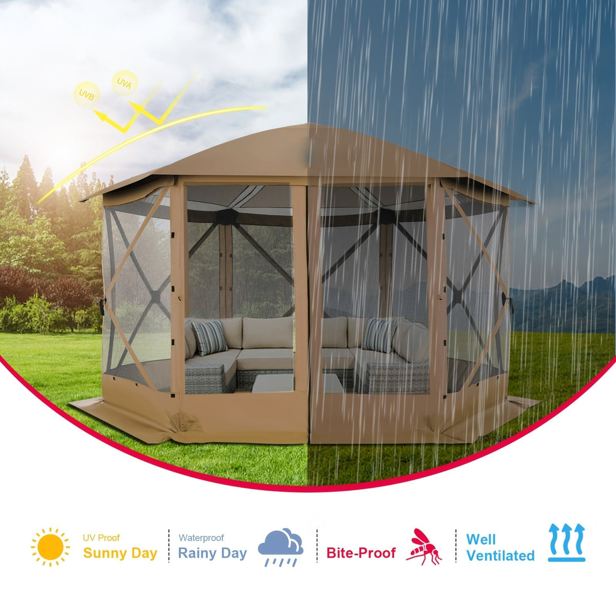 Pop-Up Canopy Tent 15ft Mosquito Net Screen House UV50+ for Garden, Yard and Pest Management — image 2