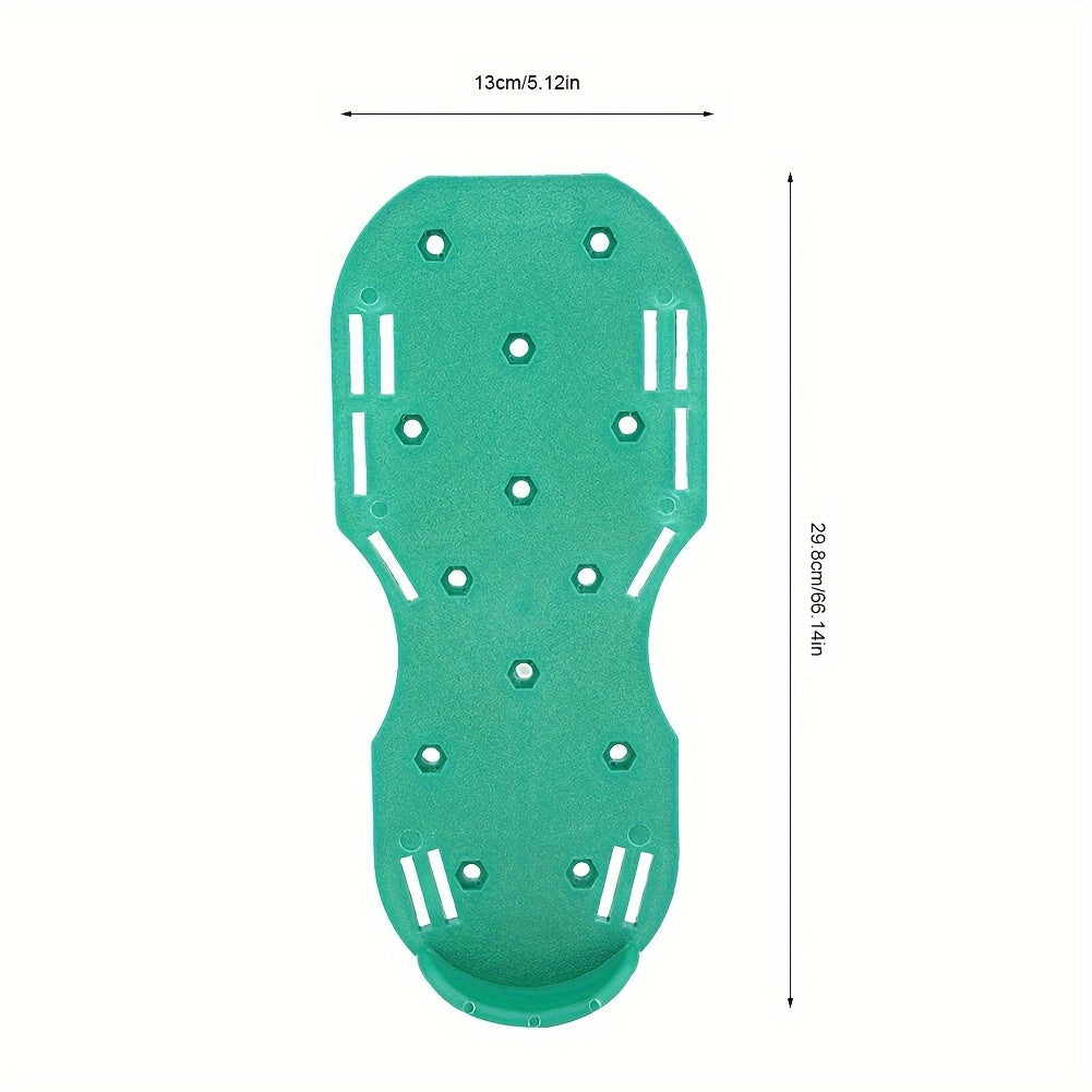 Lawn Aerator Shoe Pair with Green Platforms, Adjustable Black Straps and Spiked Soles for Walking Use — image 3