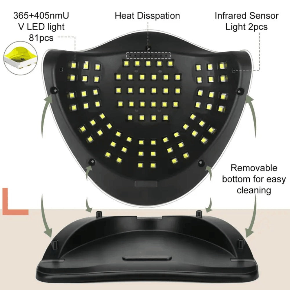 White Arch LED Nail Lamp with 380W and 81-Bead Labels, LCD Display and Four Timer Settings — image 13