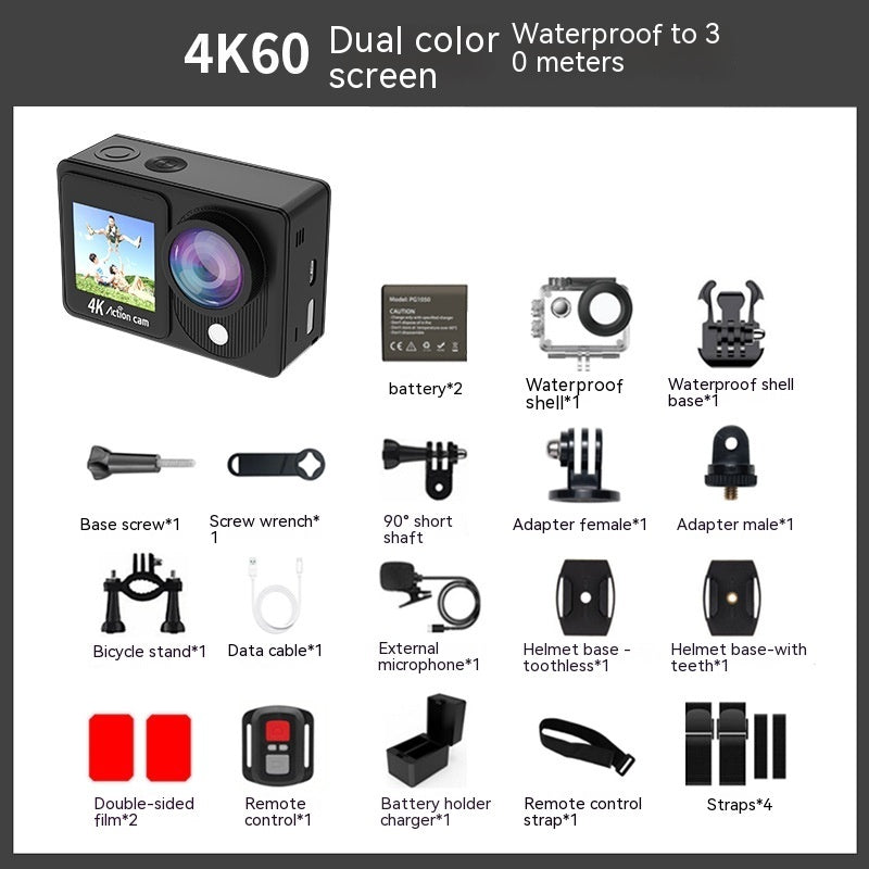 Waterproof 4K Action Camera 30M EIS Anti-Shake Wide Angle