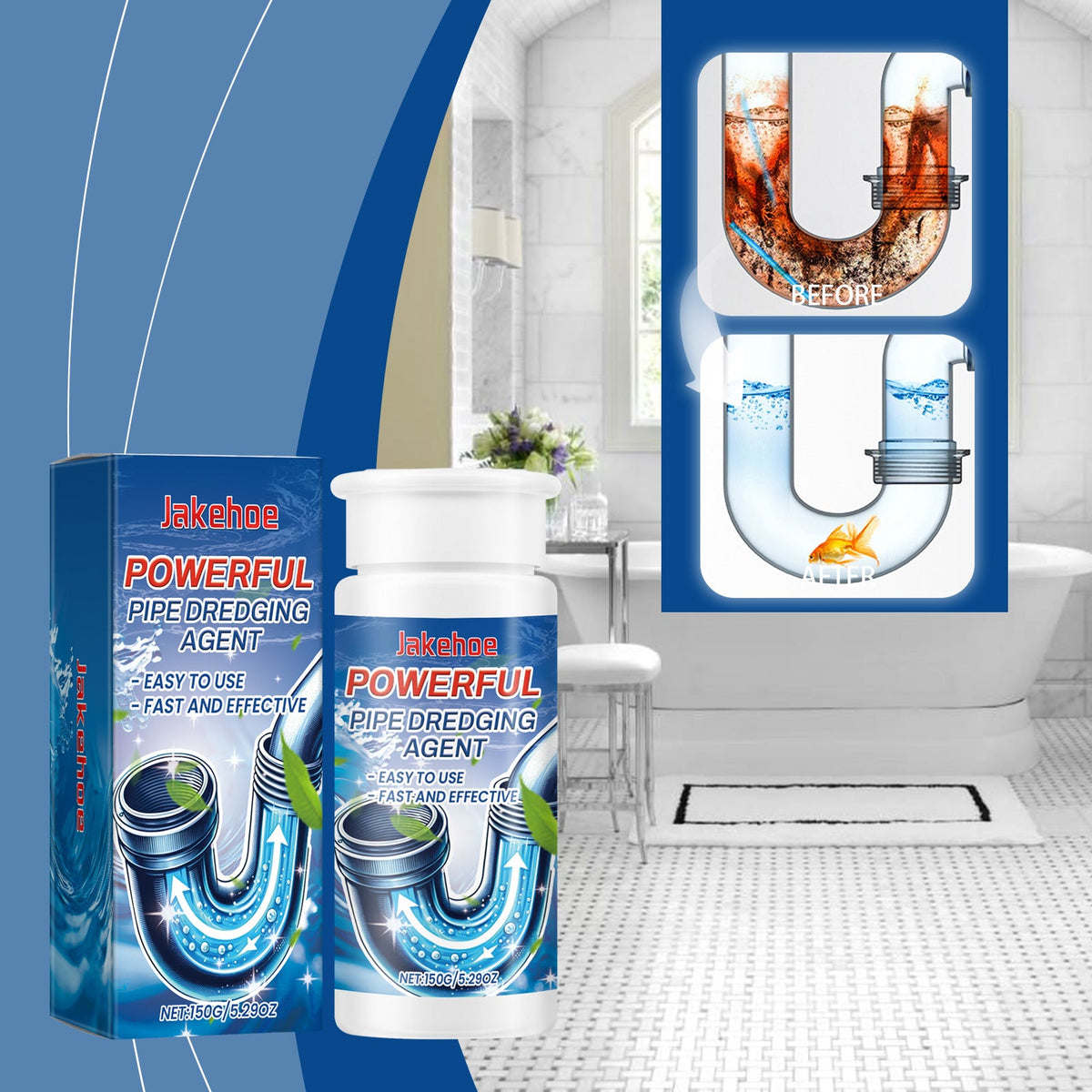JAKEHOE drain Unclog cleaner, kitchen toilet sink drain clog unclog cleaner