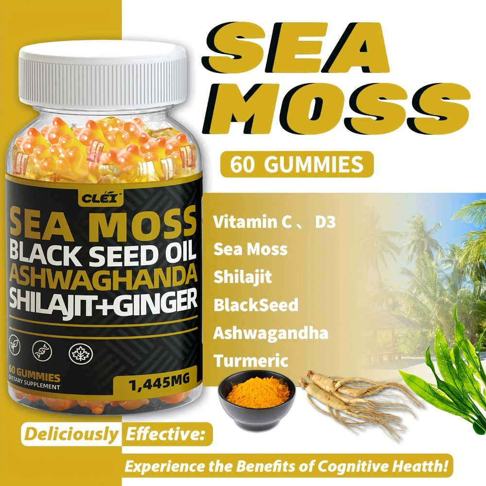 Immune Support Gummies with Sea Moss 1445mg, 10-in-1 Superfood Blend with Black Seed Oil, Ashwagandha — image 9