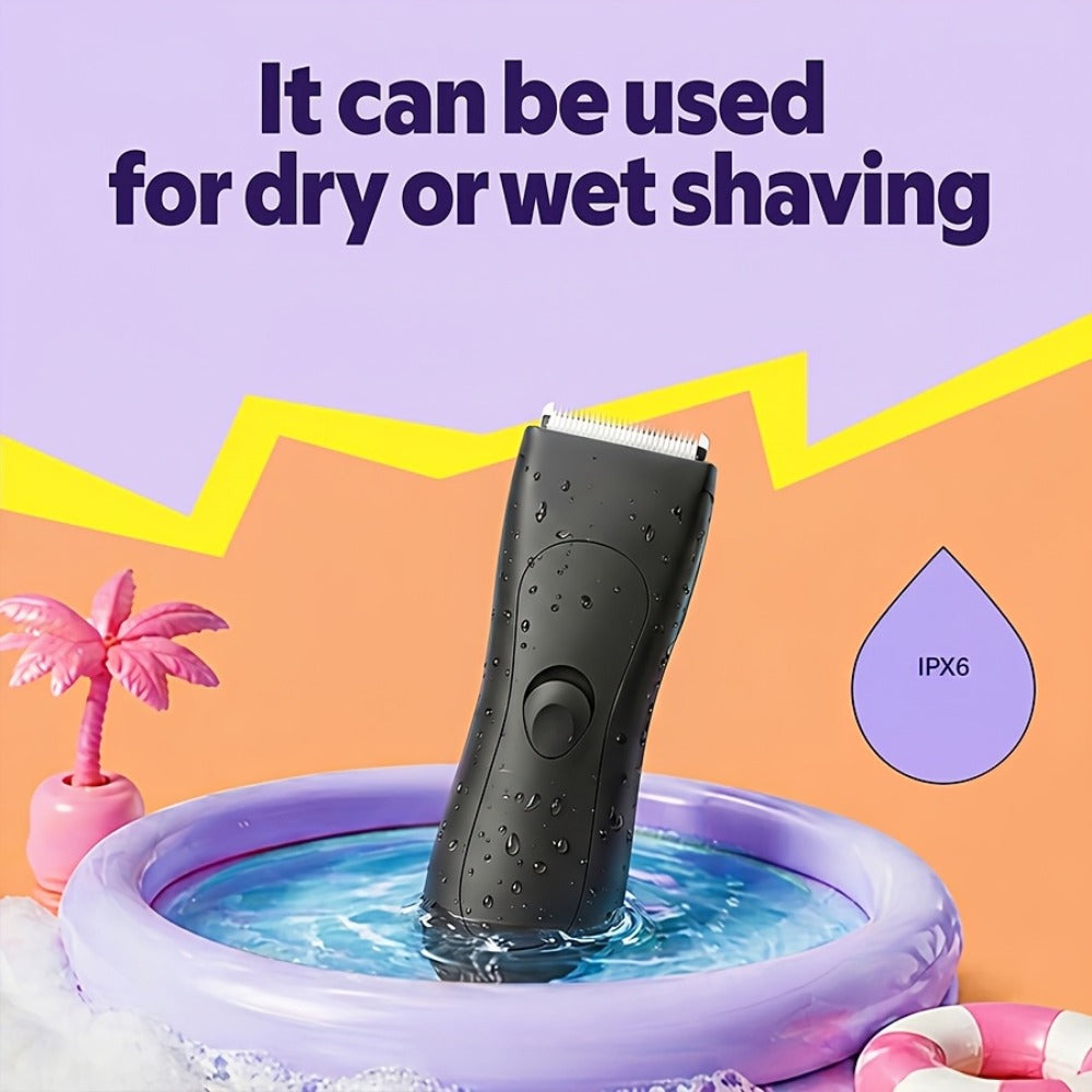 Ceramic-Blade Body Hair Trimmer with IPX6 Rating, Two Guide Combs and Black or Purple Options — image 9