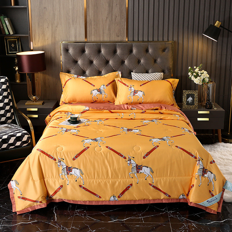 Tiansi Summer Quilt Four Piece Set Summer Cool Quilt Double Machine Washable Summer Air Conditioning Thin Quilt Summer Single Thin Quilt Core