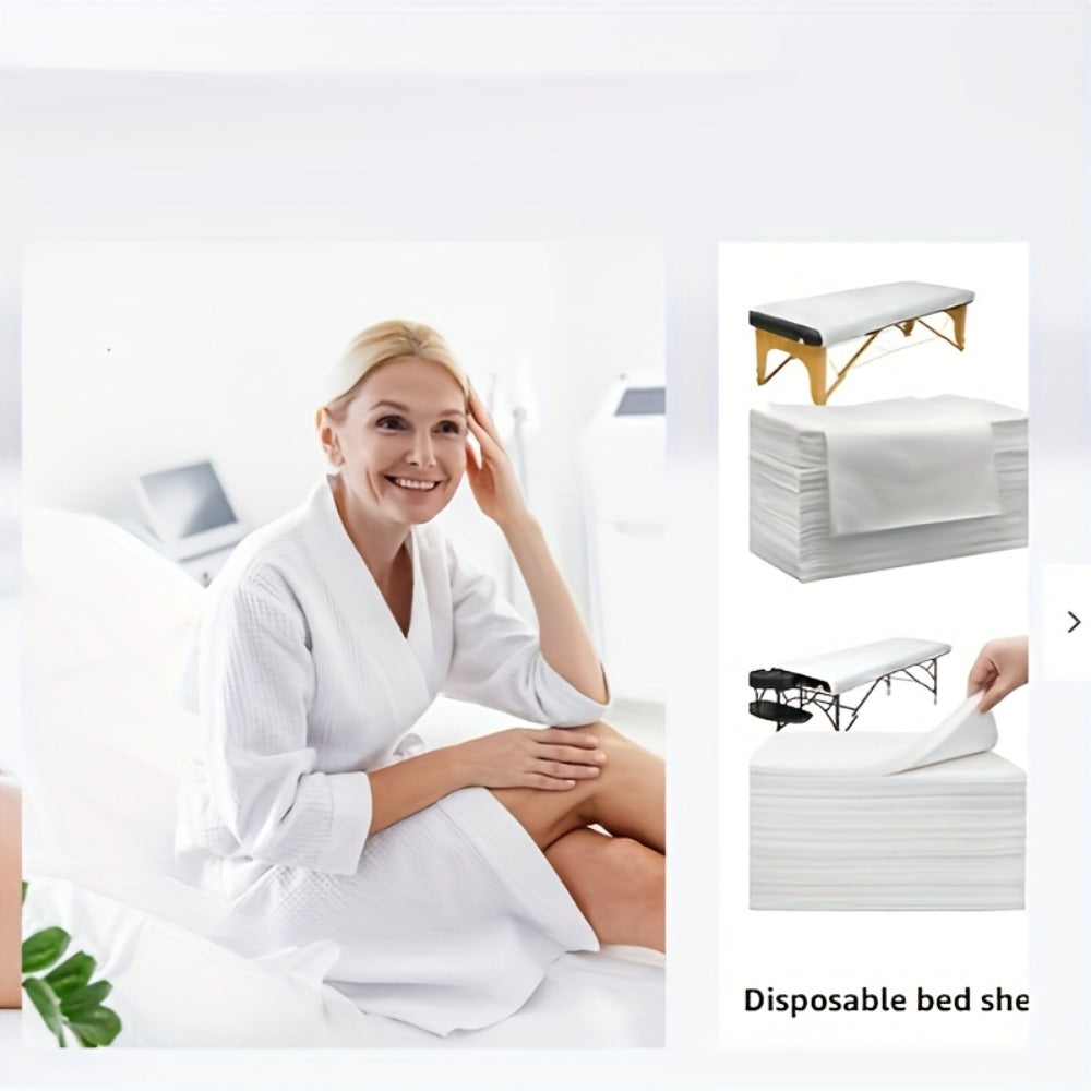 Disposable Massage Table Sheets 100-Pack Non-Woven Spa Bed Cover – Stain-Resistant Single-Use Table Liner for Massage Therapi