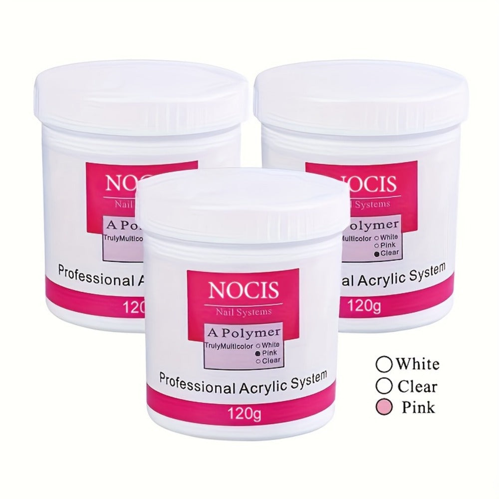 NOCIS 120g Acrylic Nail Powder Jar in White, Pink or Transparent Color for Use with Compatible Acrylic Liquid — image 11
